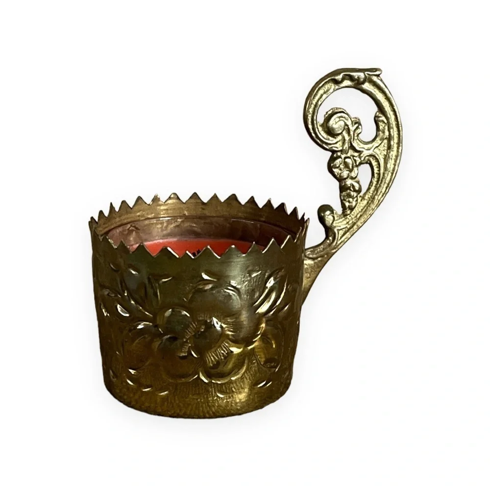 Vintage Solid Brass Candle Holder Tea Light‎ with Handle